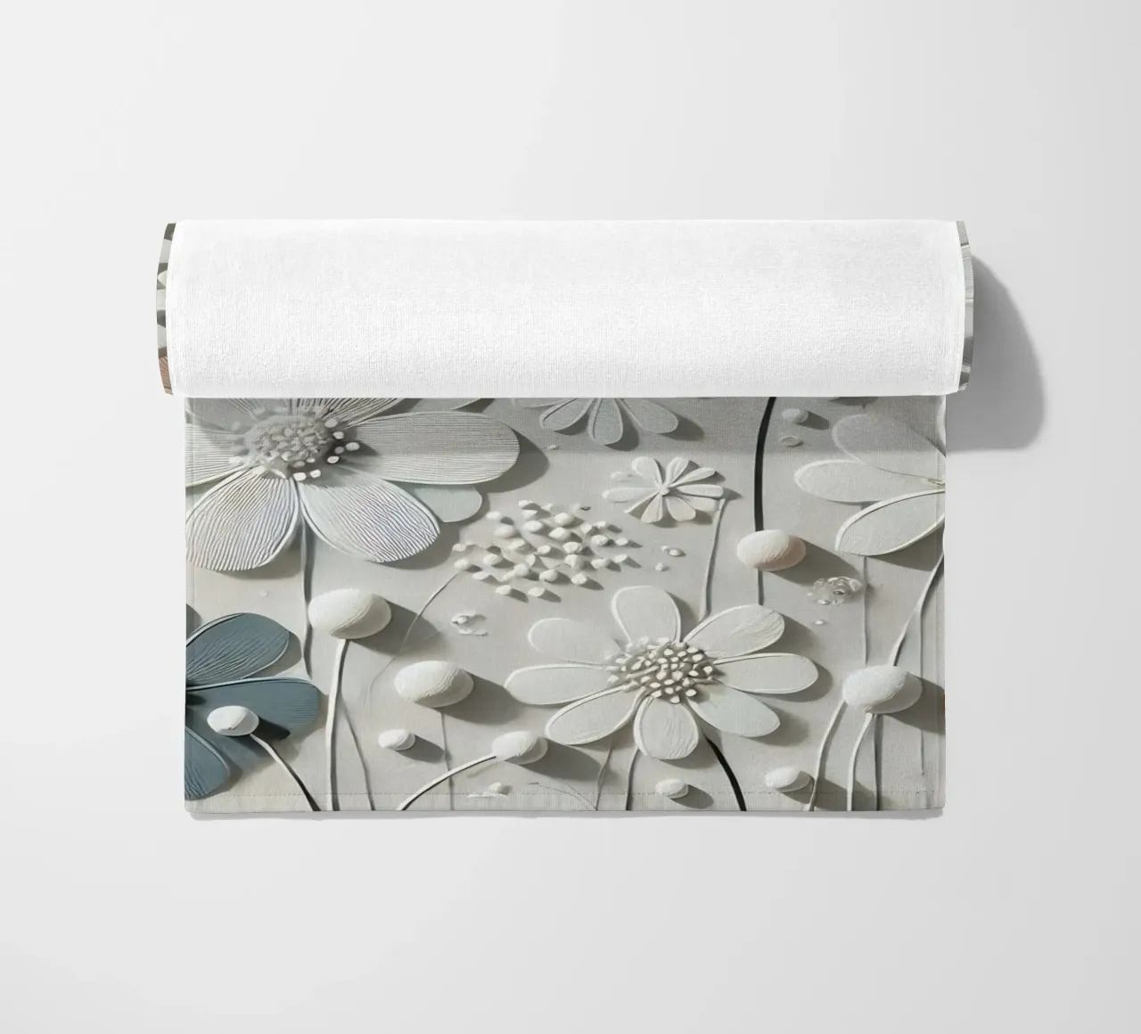 Fiori bianchi telo mare da abstrakt