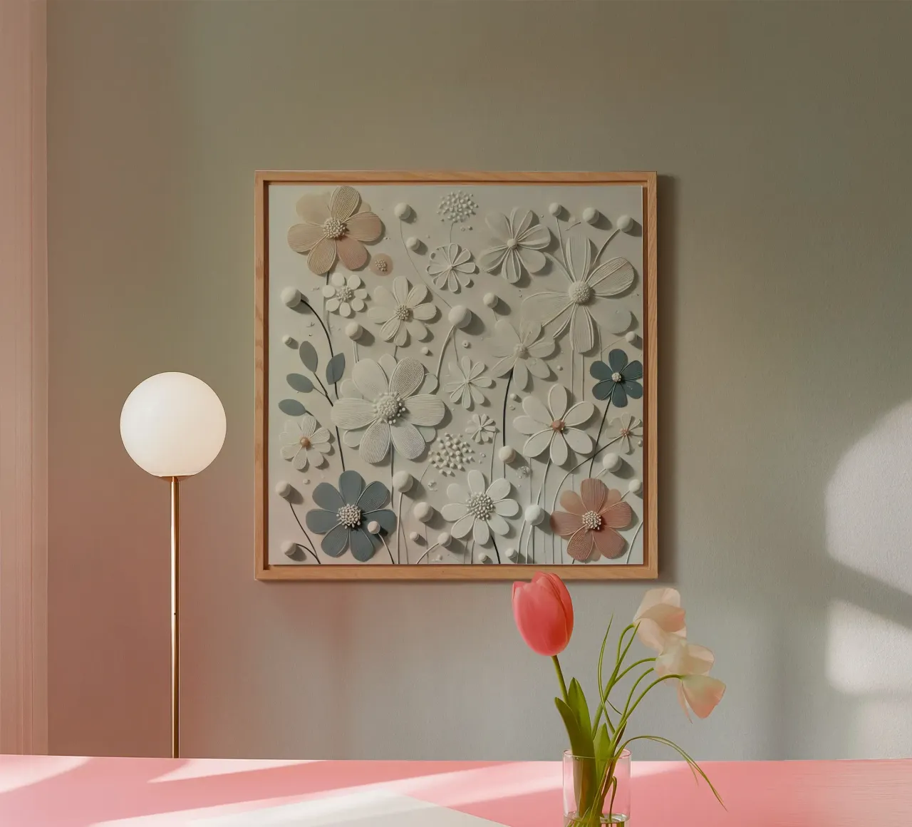 Fiori bianchi alluminio dibond da abstrakt