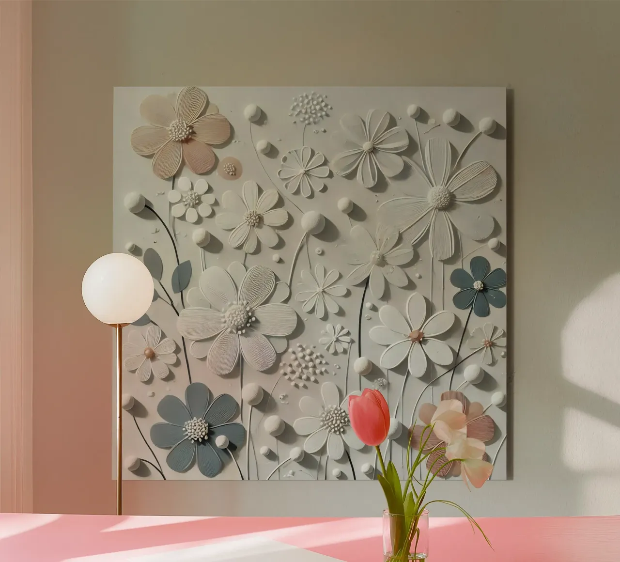 Fiori bianchi alluminio dibond da abstrakt