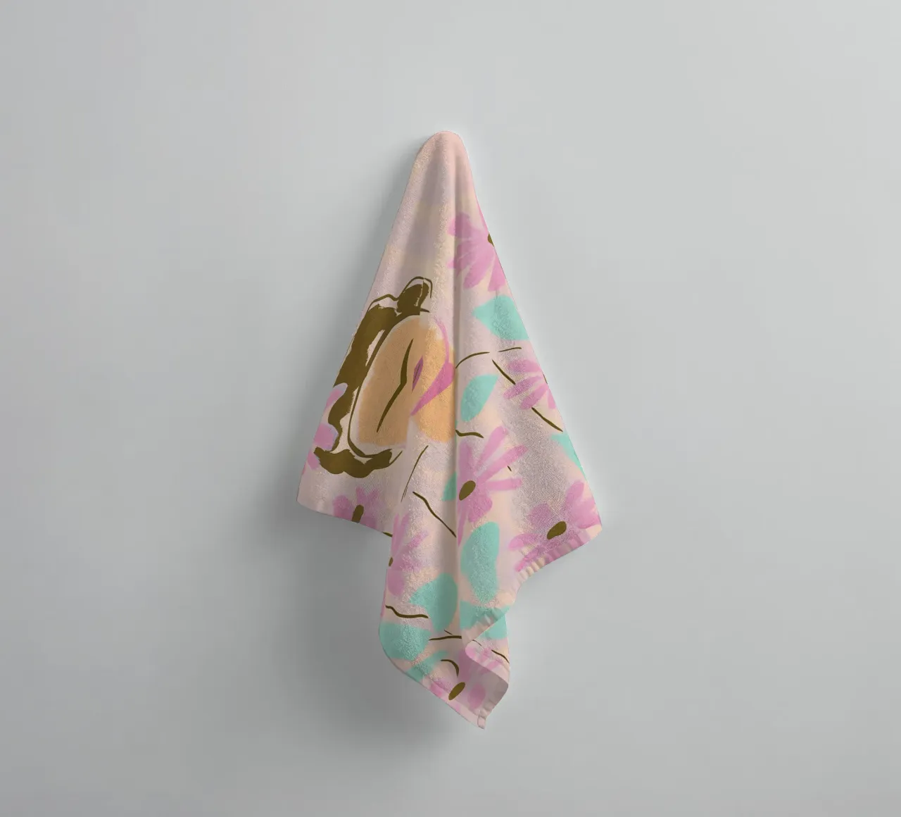 Faceless Frida and Floral towel by Carinaprint