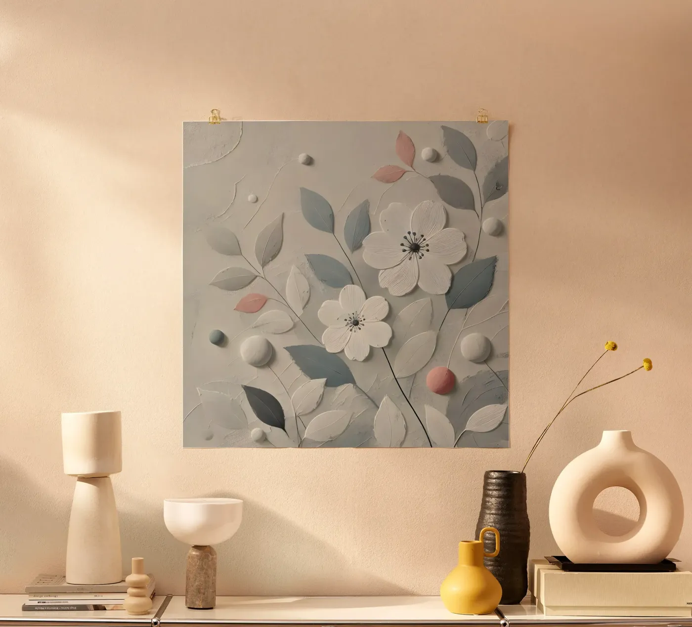 Fiori bianchi poster da abstrakt