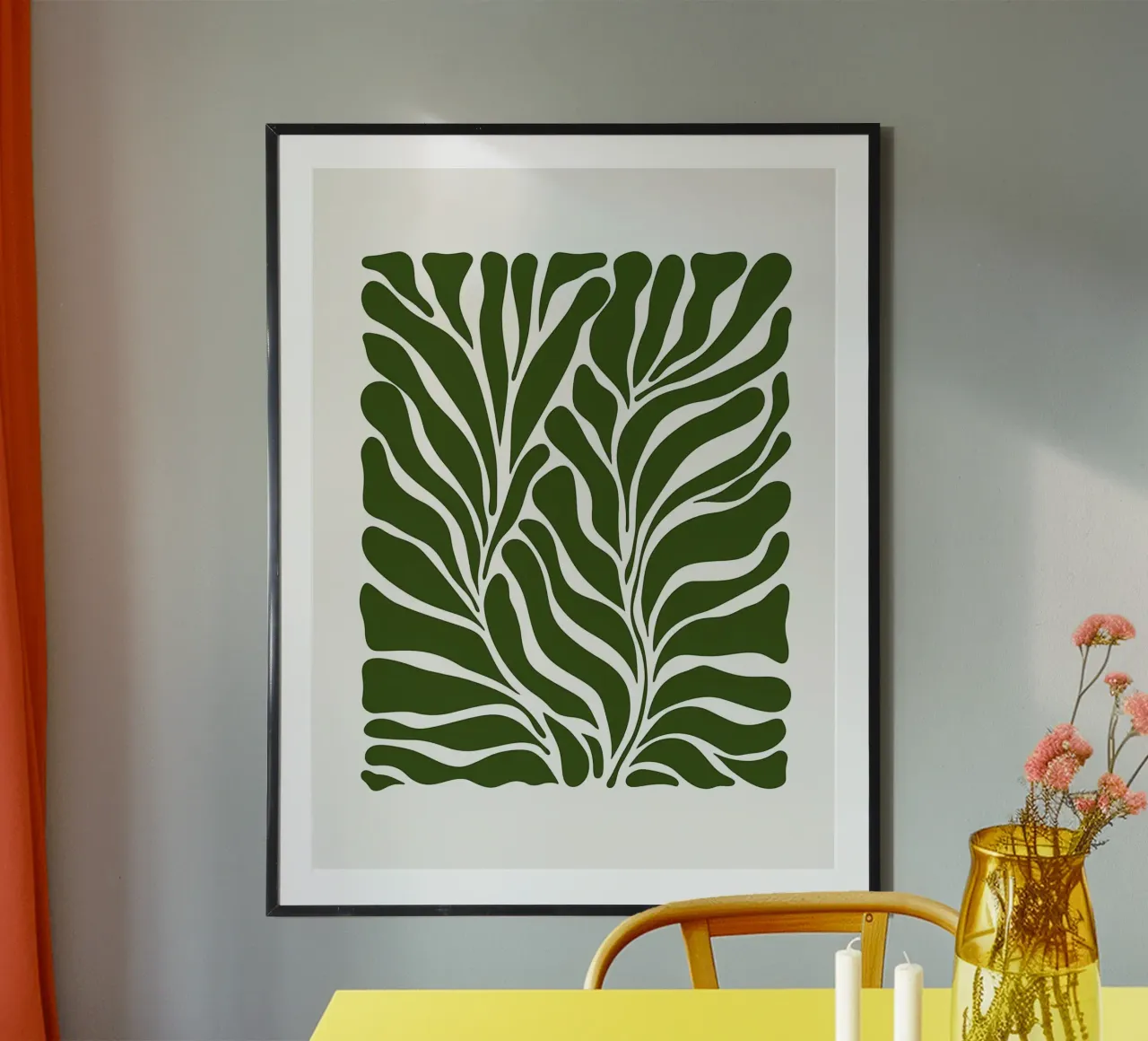Illustrazione astratta di foglie verdi poster con telaio in plastica da DWA