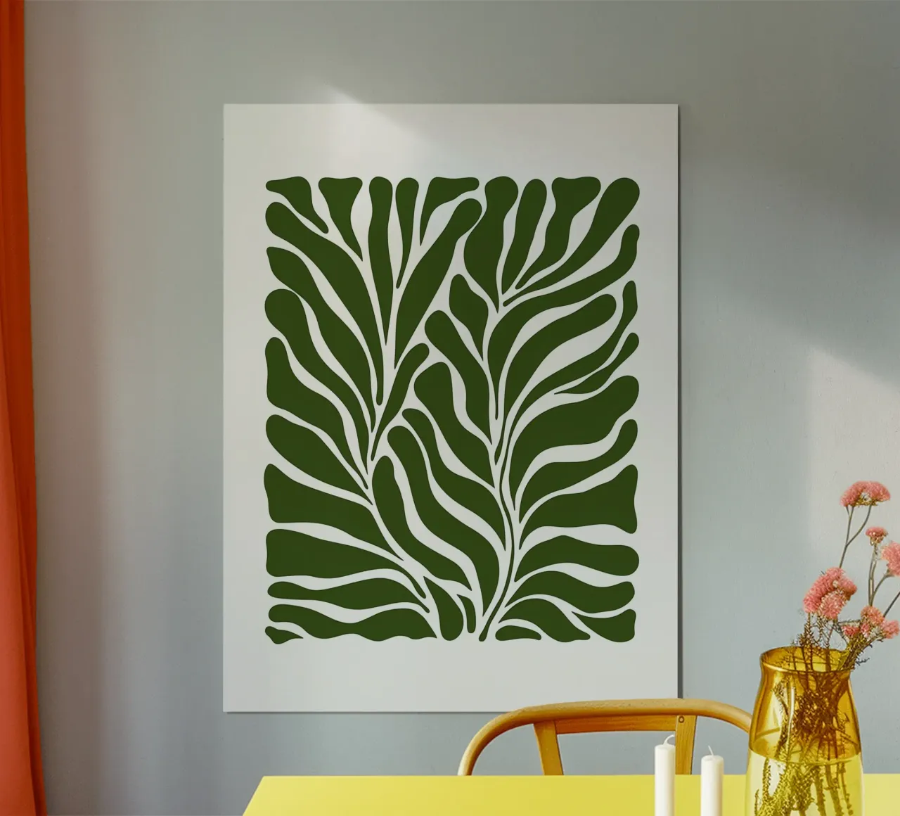 Illustrazione astratta di foglie verdi poster con telaio in plastica da DWA