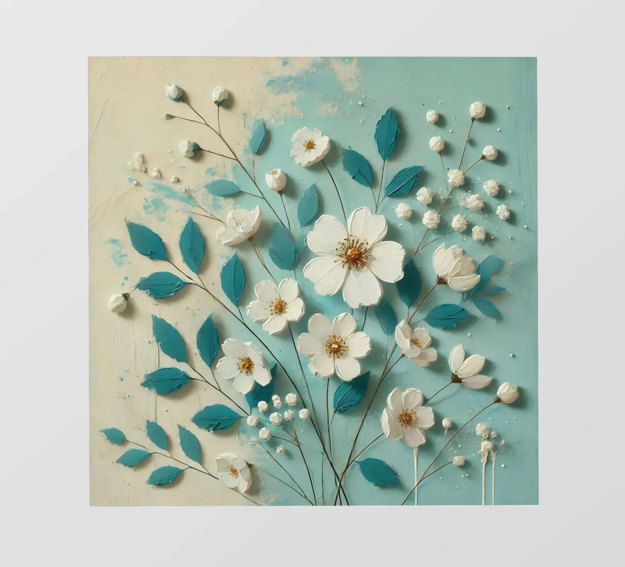 Turquoise flowers photo wallpaper by abstrakt
