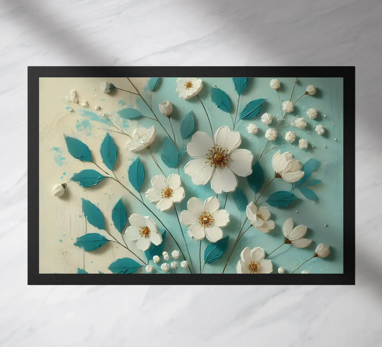 Fiori turchesi zerbino da abstrakt
