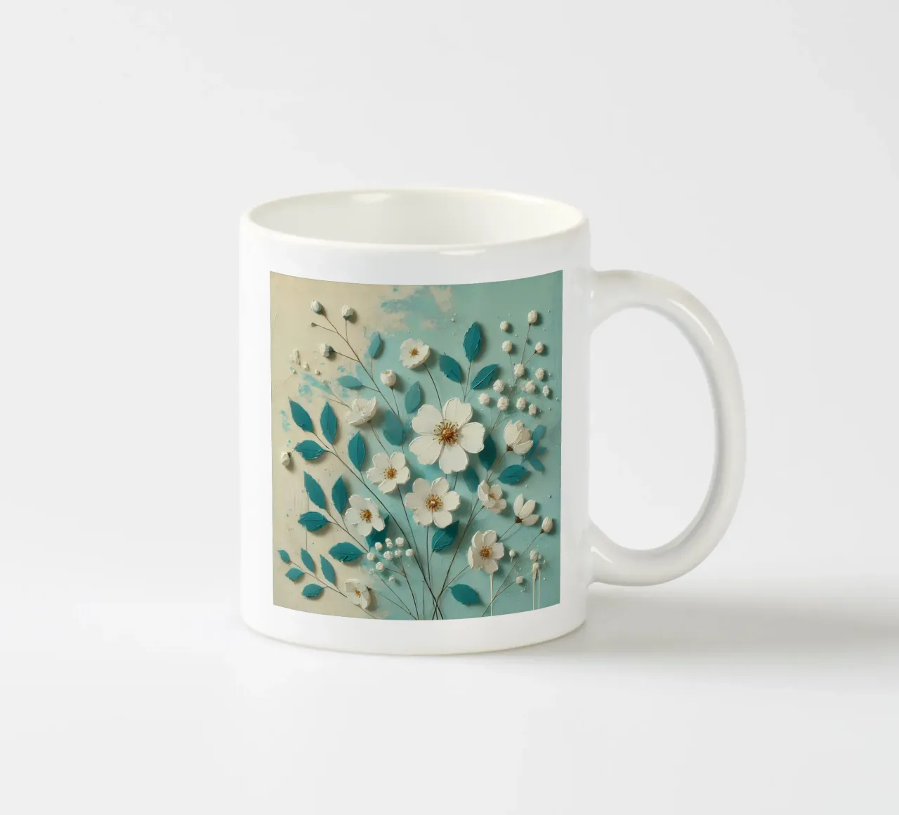 Fiori turchesi tazza in ceramica da abstrakt
