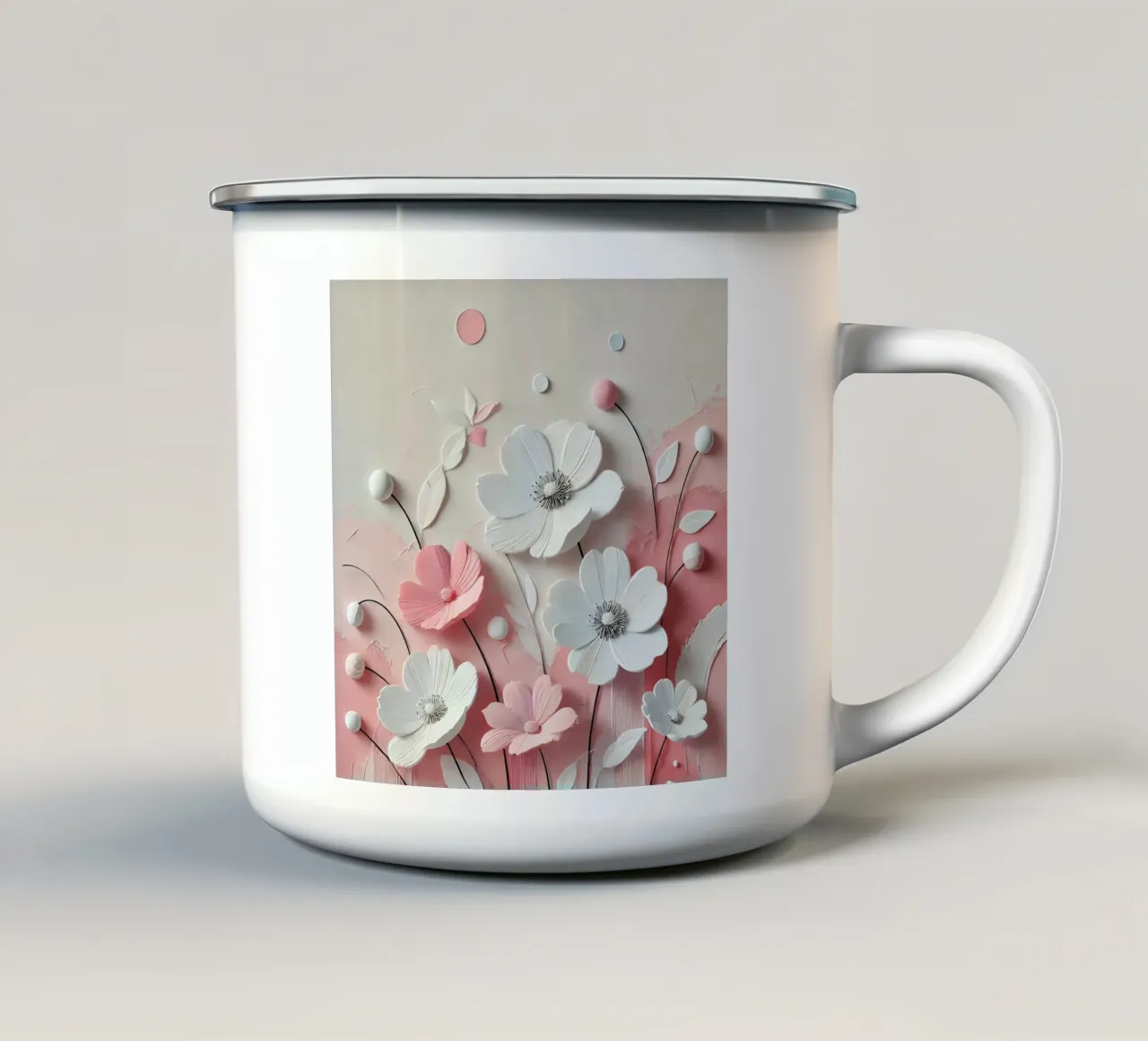 Fiori rosa tazza in smalto da abstrakt