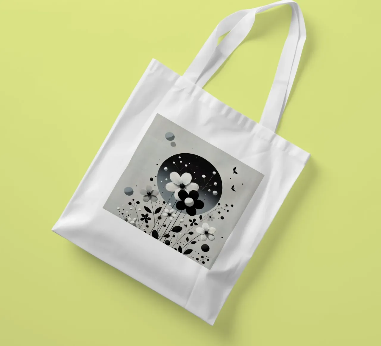 Fiori neri borsa in juta da abstrakt
