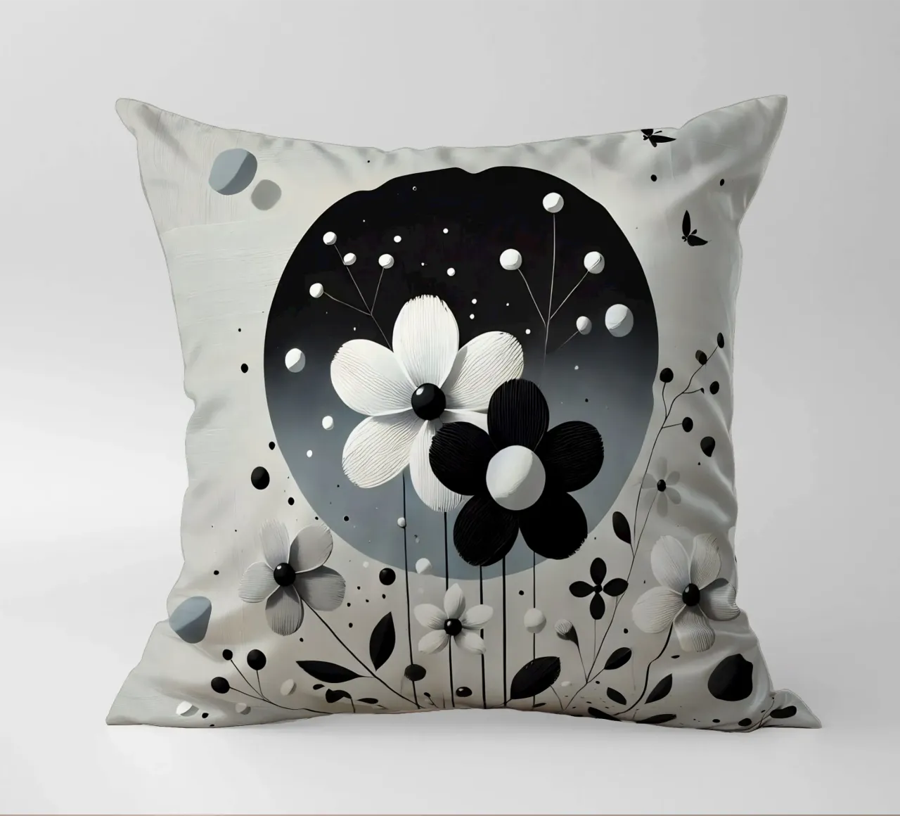 Fiori neri cuscino da abstrakt