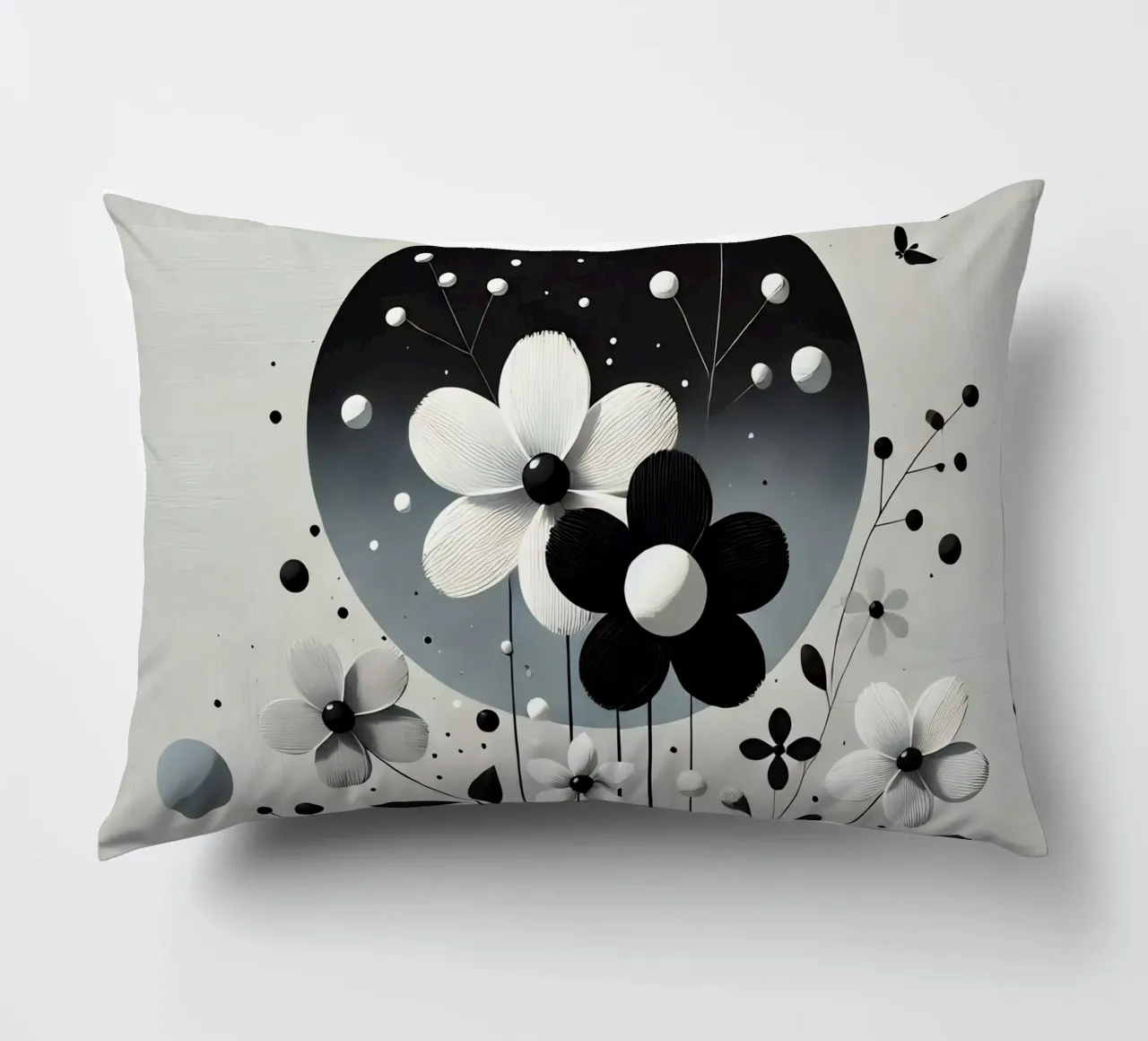 Fiori neri cuscino da abstrakt