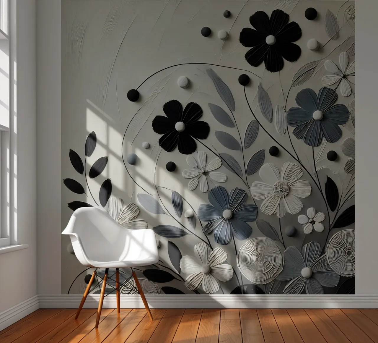 Flowers black photo wallpaper by abstrakt