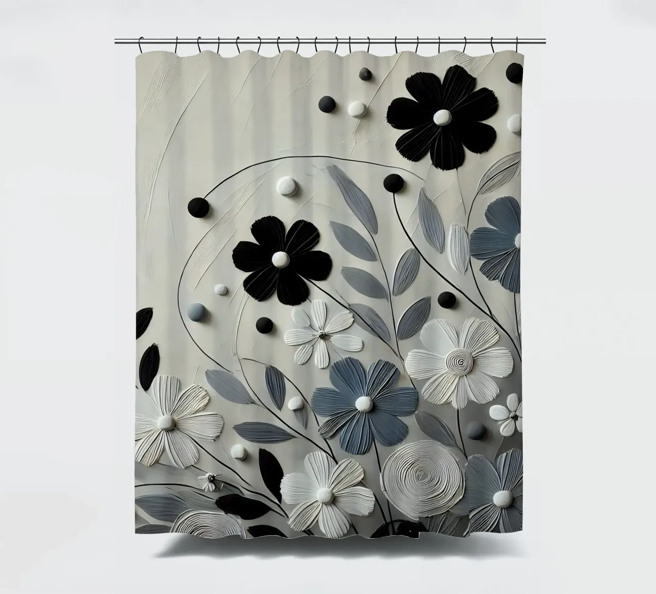 Fiori neri tenda da doccia da abstrakt