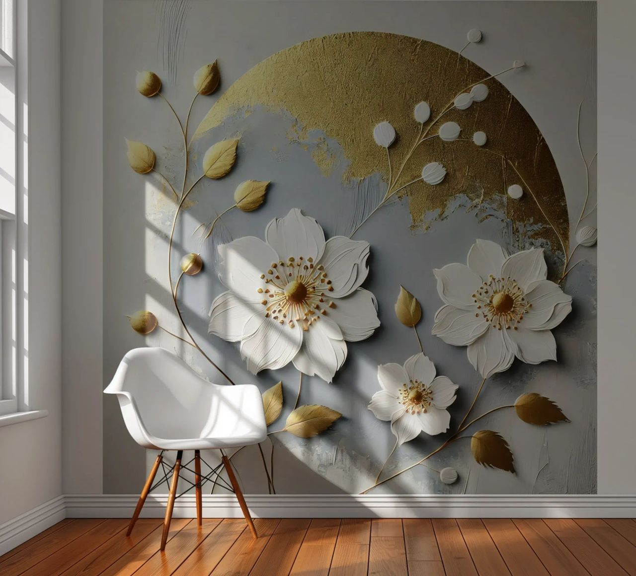 Flowers Gold photo wallpaper by abstrakt