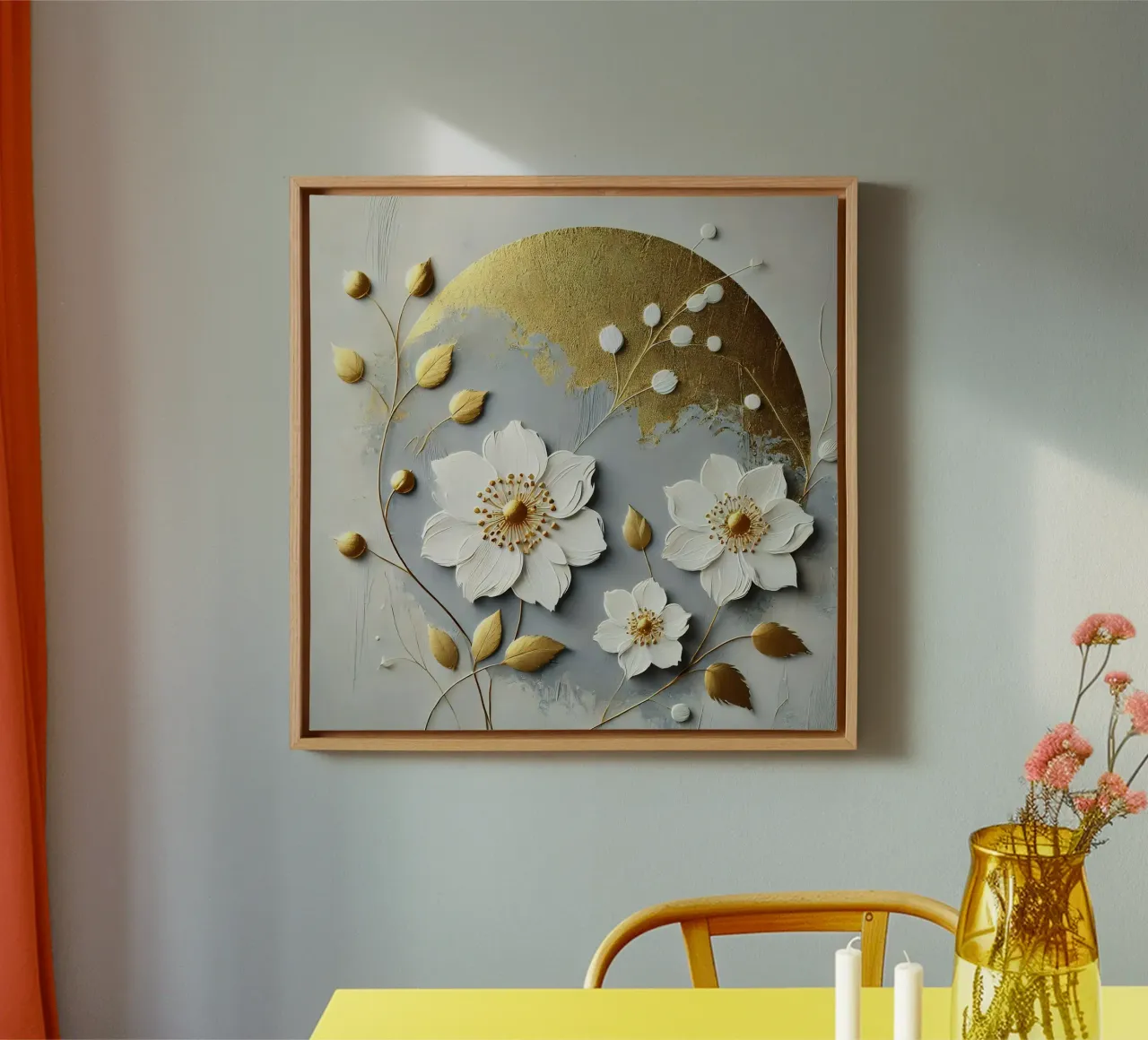 Fiori d'oro tela con Cornice a cassetta da abstrakt