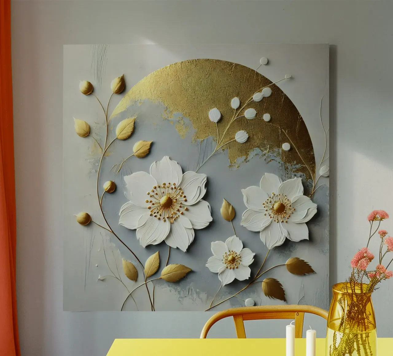 Fiori d'oro tela con Cornice a cassetta da abstrakt