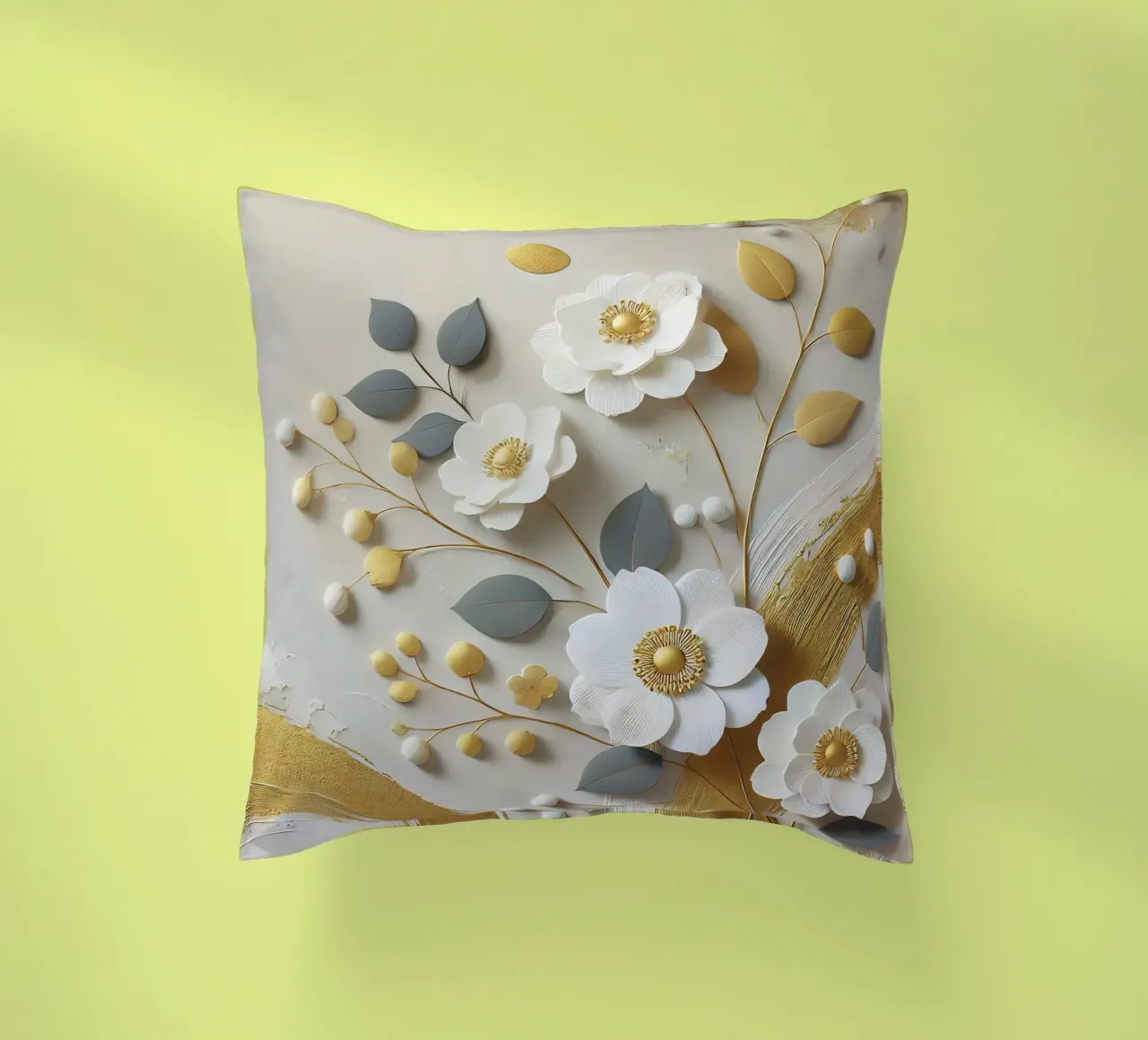 Fiori d'oro cuscino da abstrakt