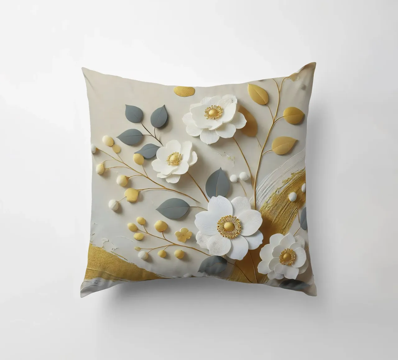 Fiori d'oro cuscino da abstrakt