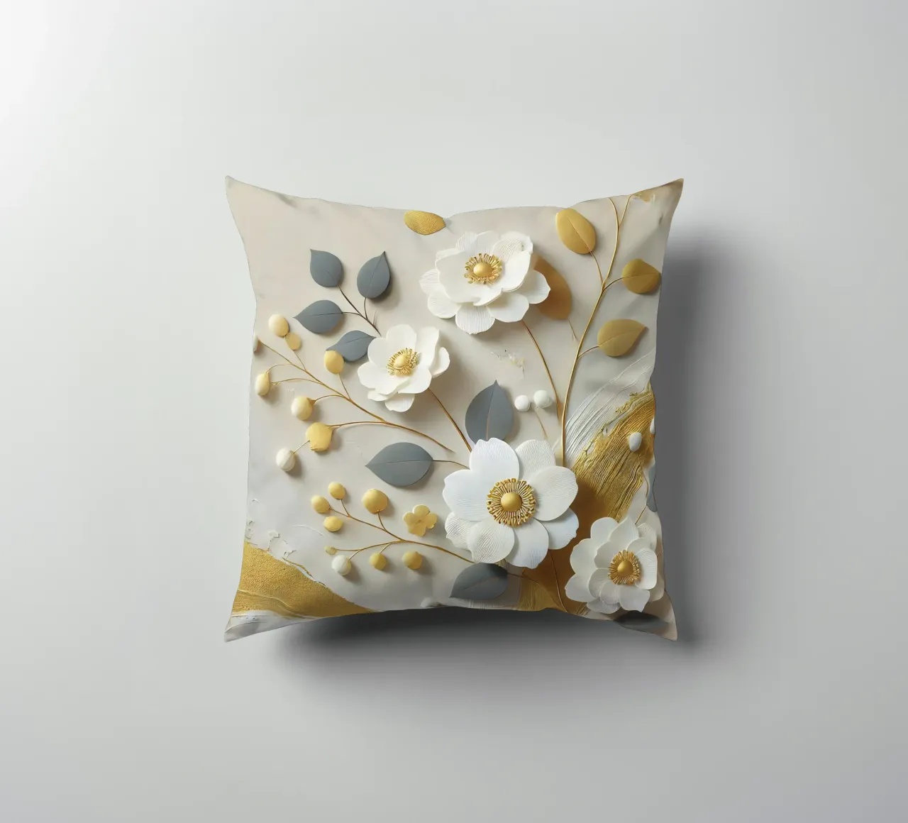 Fiori d'oro cuscino da abstrakt
