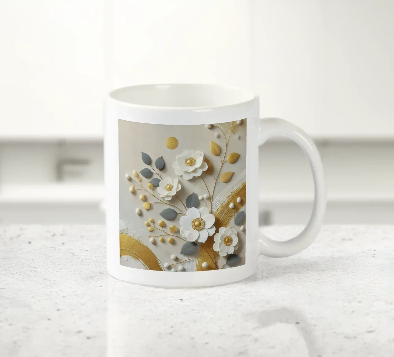 Fiori d'oro tazza in ceramica da abstrakt