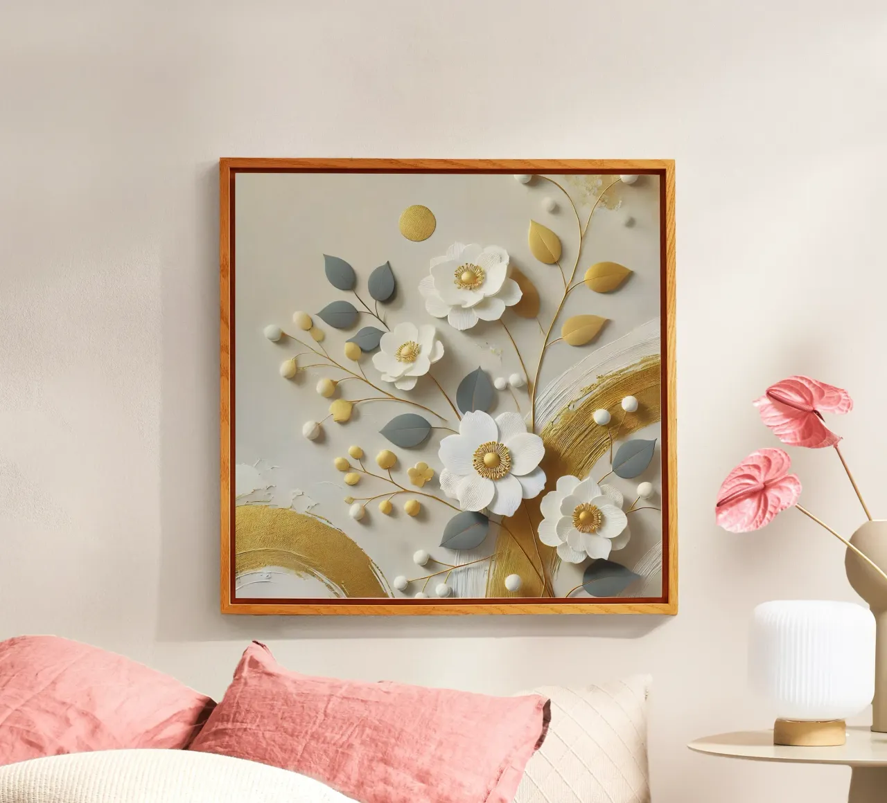 Fiori d'oro plexiglass da abstrakt