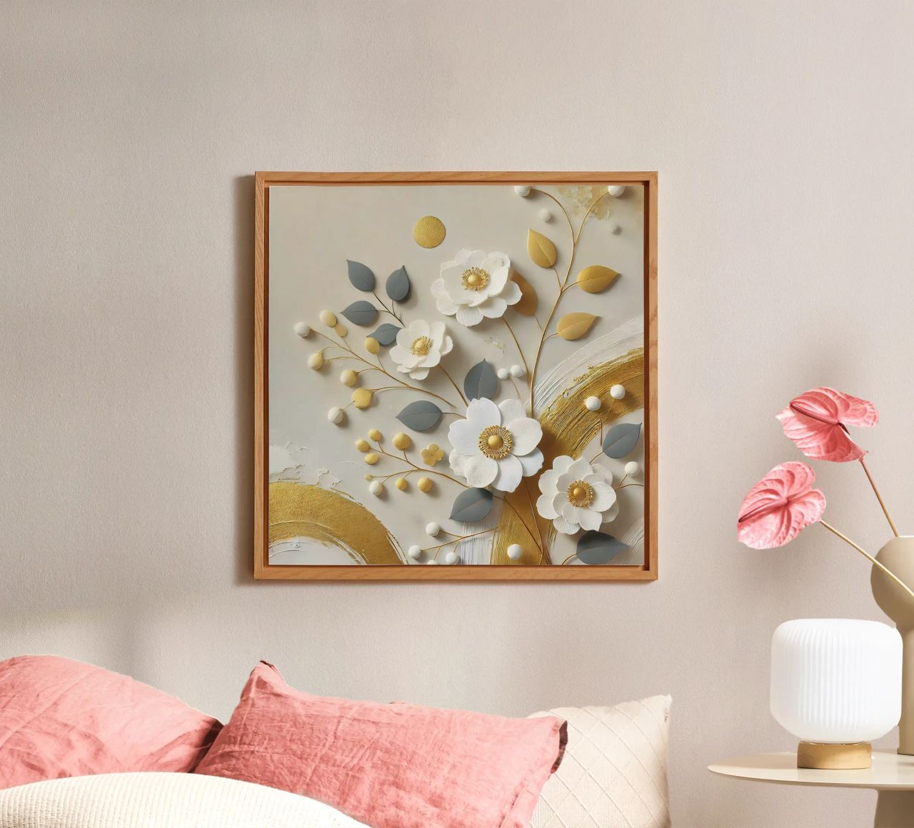 Fiori d'oro alluminio dibond da abstrakt