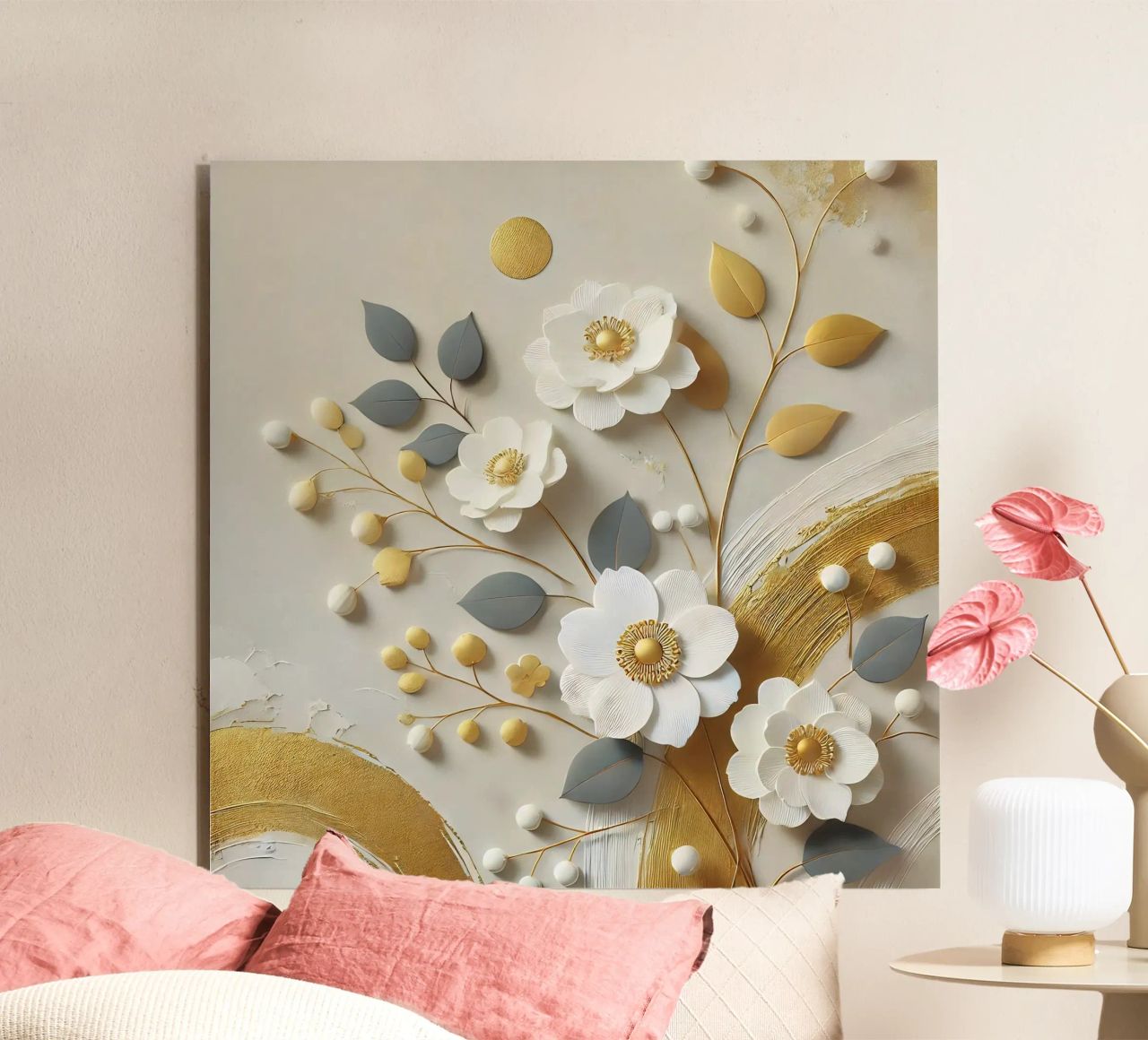 Fiori d'oro alluminio dibond da abstrakt