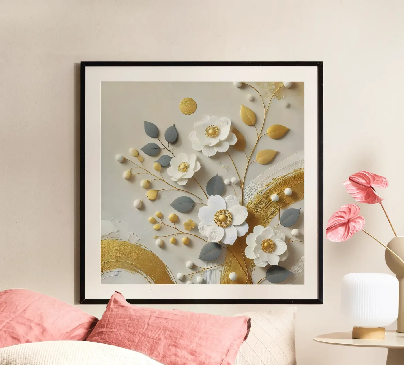 Fiori d'oro poster da abstrakt