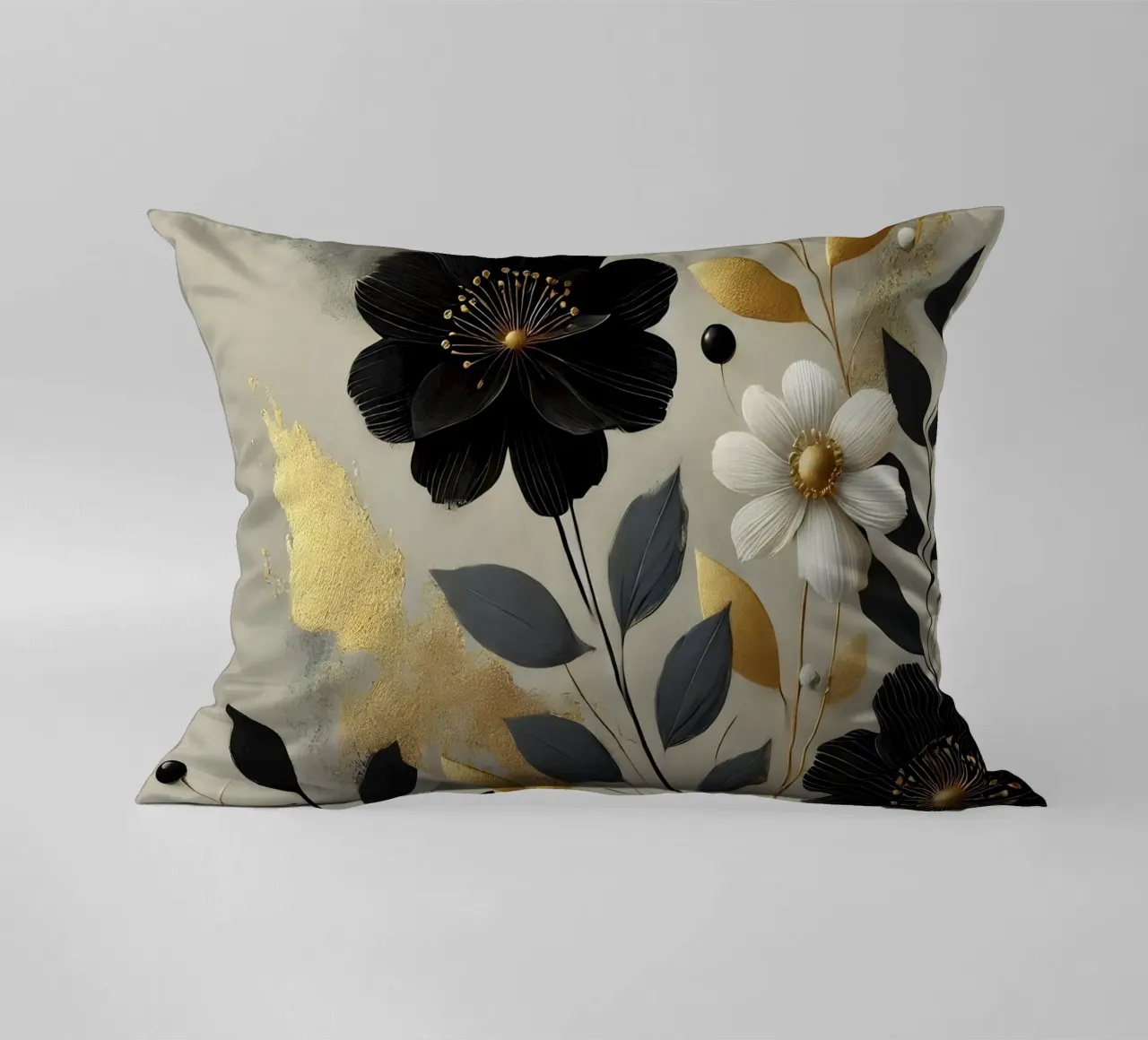 Fiori oro nero cuscino da abstrakt