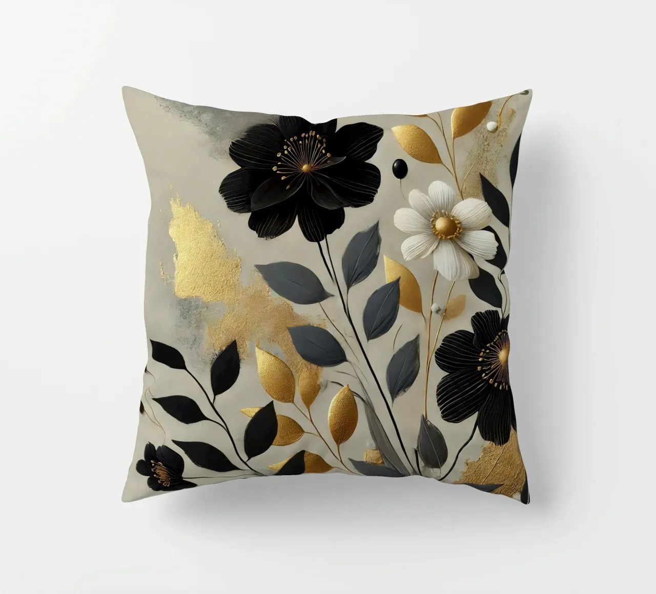 Fiori oro nero cuscino da abstrakt