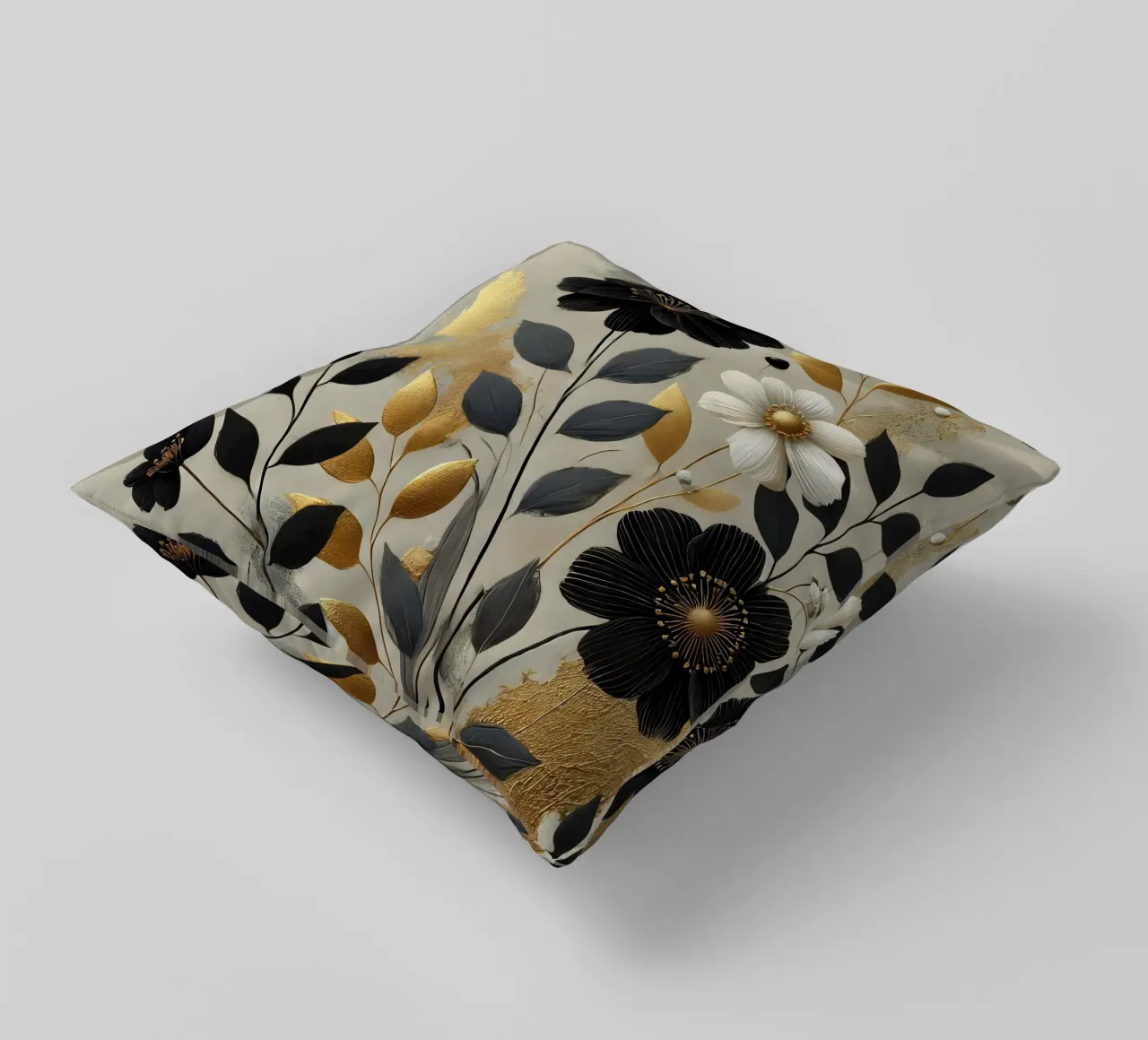Fiori oro nero cuscino da abstrakt