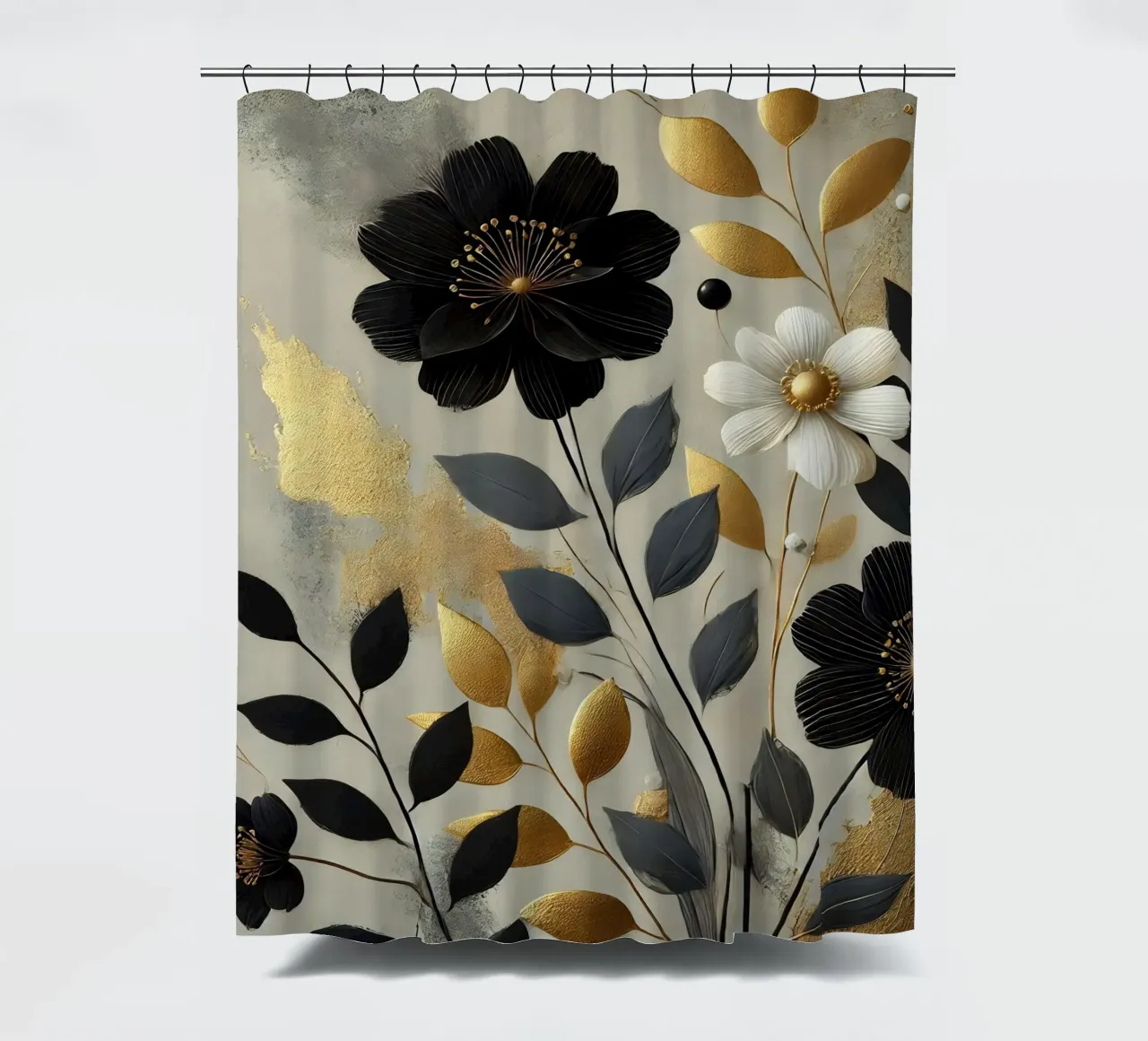 Fleurs Noir Or rideau de douche de abstrakt