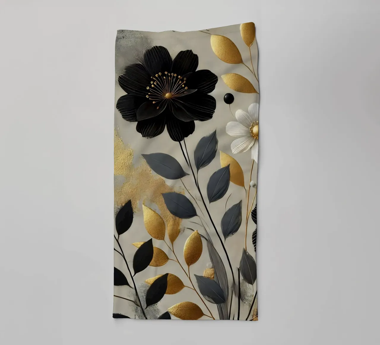 Fiori oro nero asciugamano da bagno da abstrakt