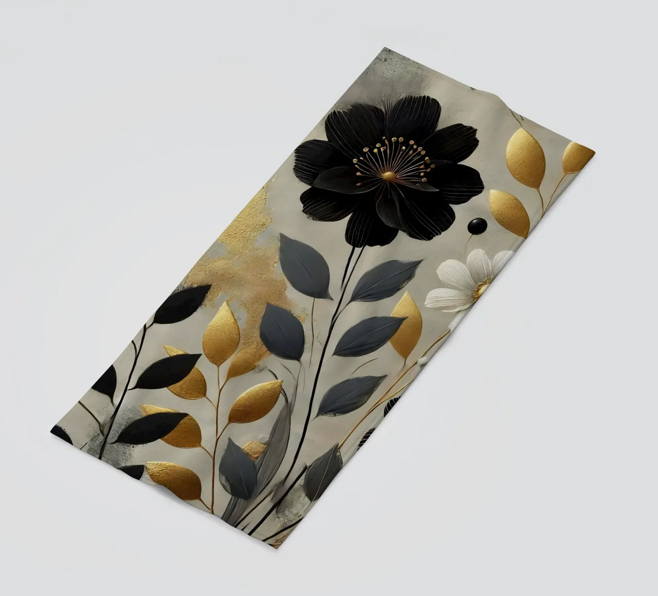 Fiori oro nero telo mare da abstrakt