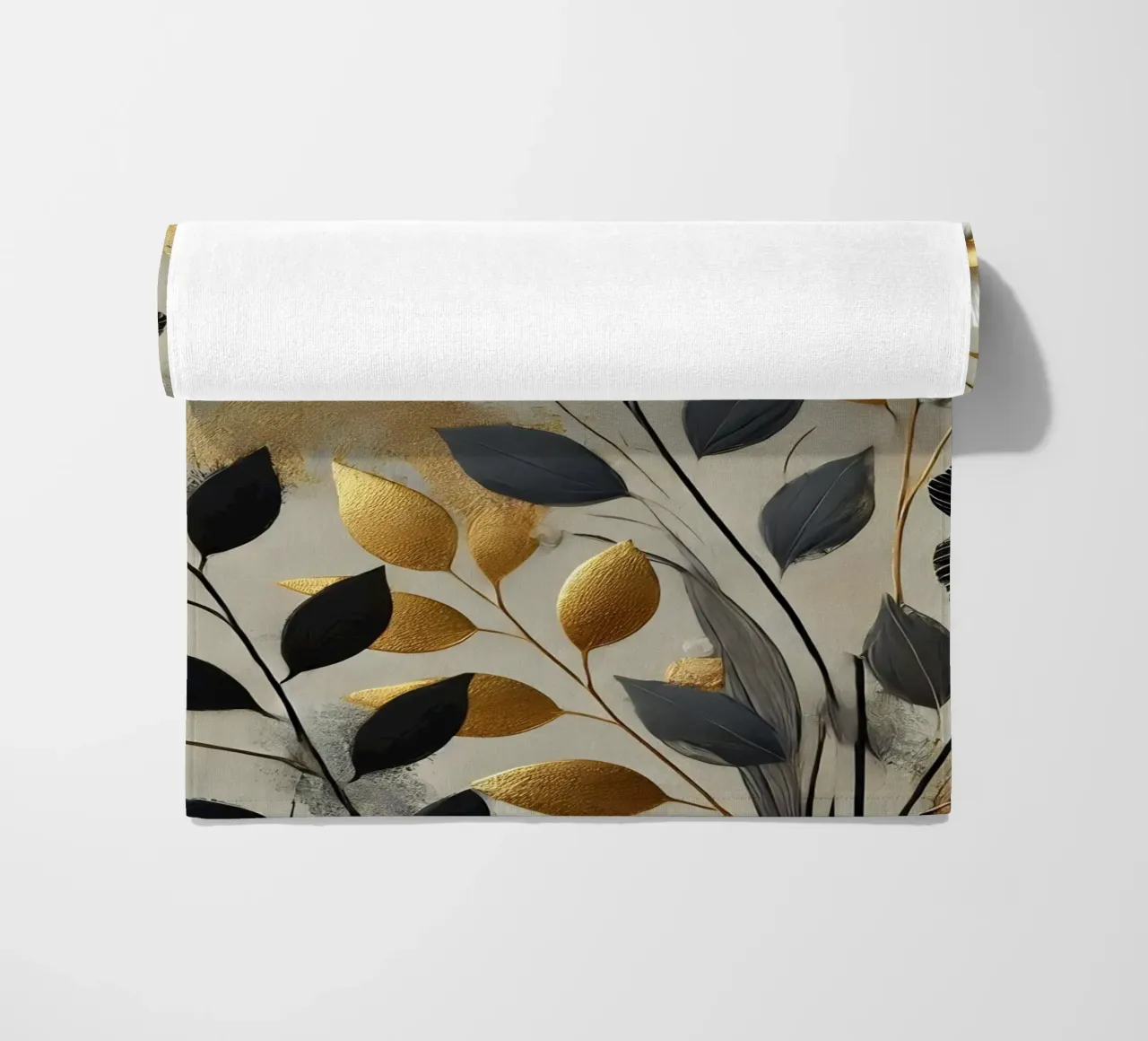 Fiori oro nero telo mare da abstrakt