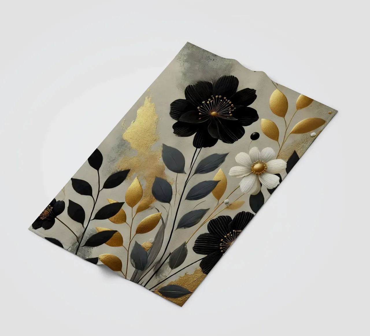 Fiori oro nero coperta in pile da abstrakt