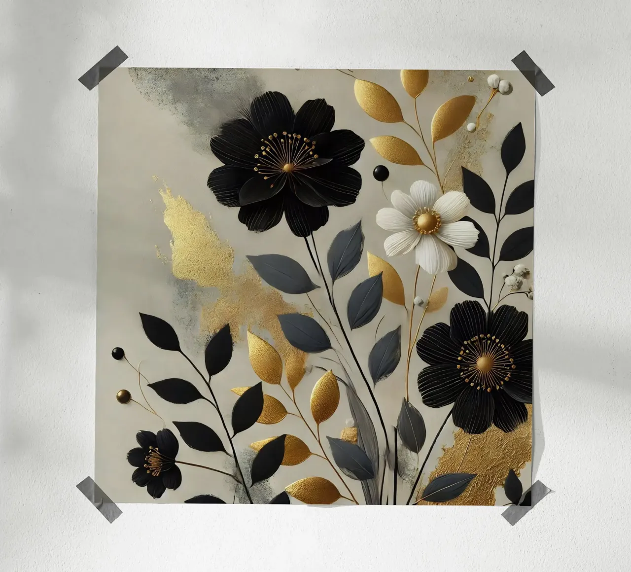 Fiori oro nero carta hahnemühle da abstrakt