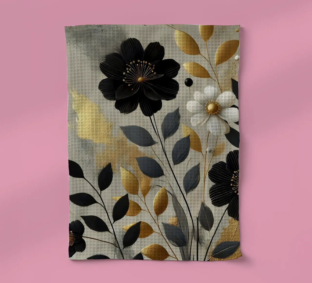 Fleurs Noir Or torchon de abstrakt
