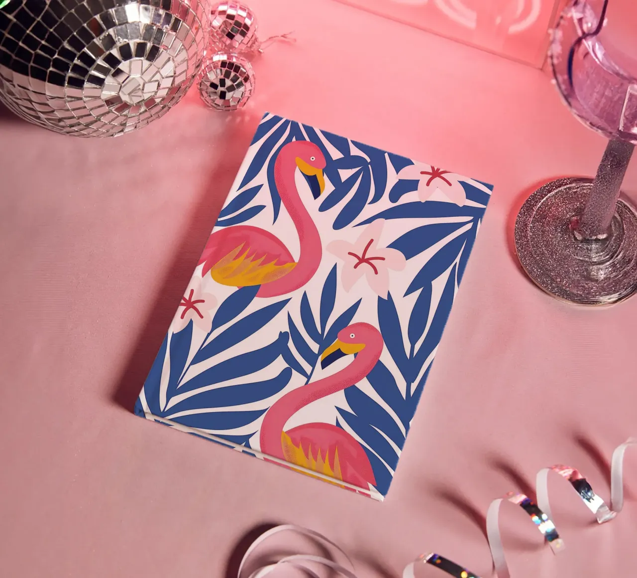 Tropische Illustration mit Flamingos Notizbuch von DWA