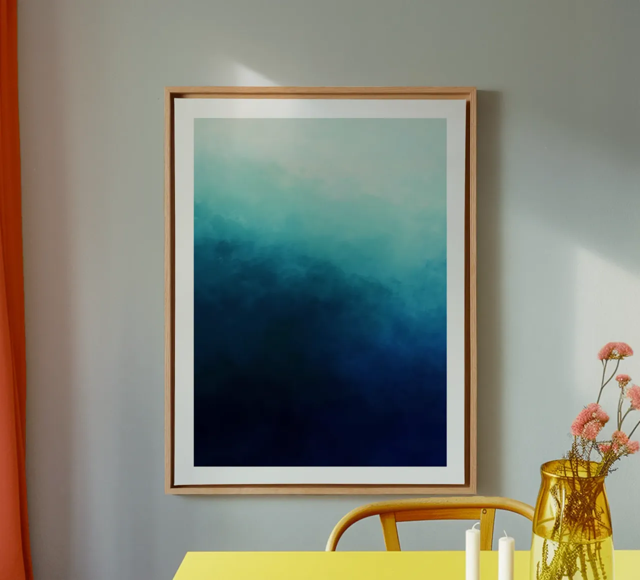 Blauwe gradiënt abstracte illustratie canvas met Baklijst van DWA