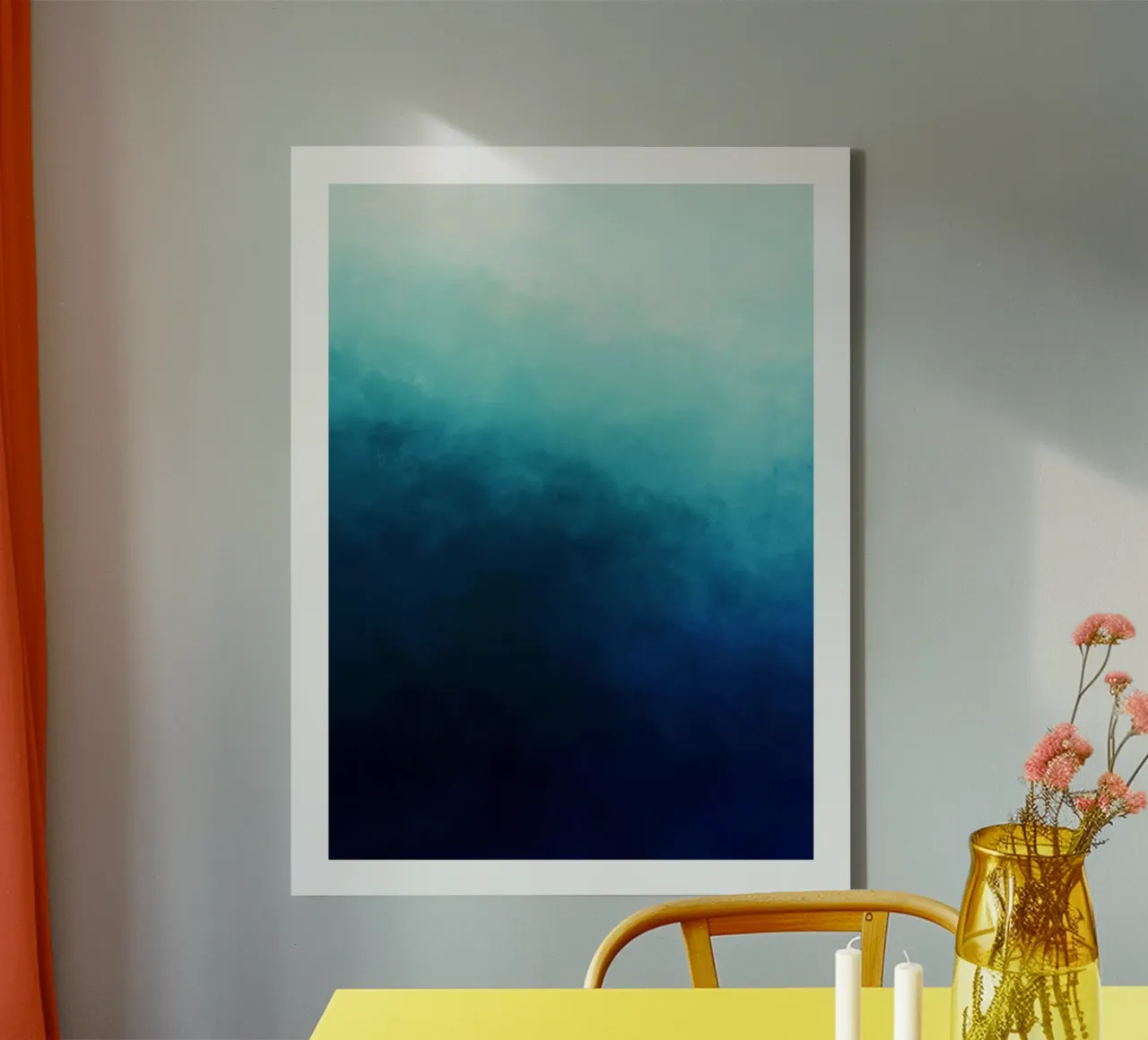 Blauwe gradiënt abstracte illustratie canvas met Baklijst van DWA
