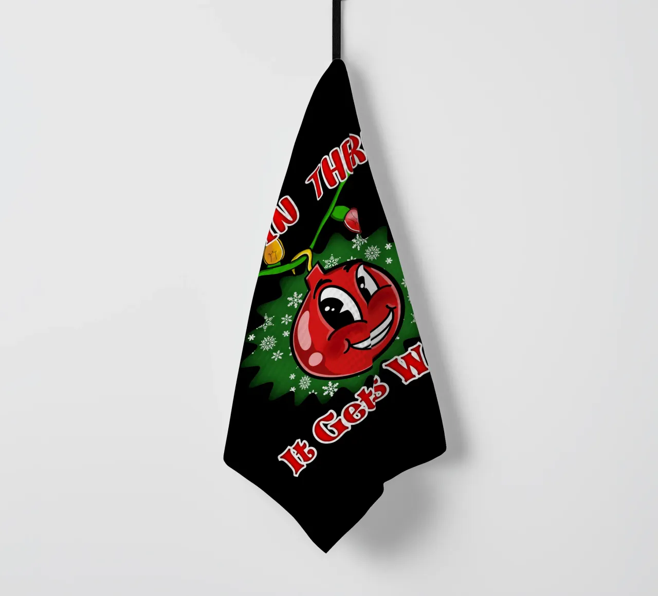 Divertente Pallone di Natale Hang in There canovaccio da cucina da sillyindustries