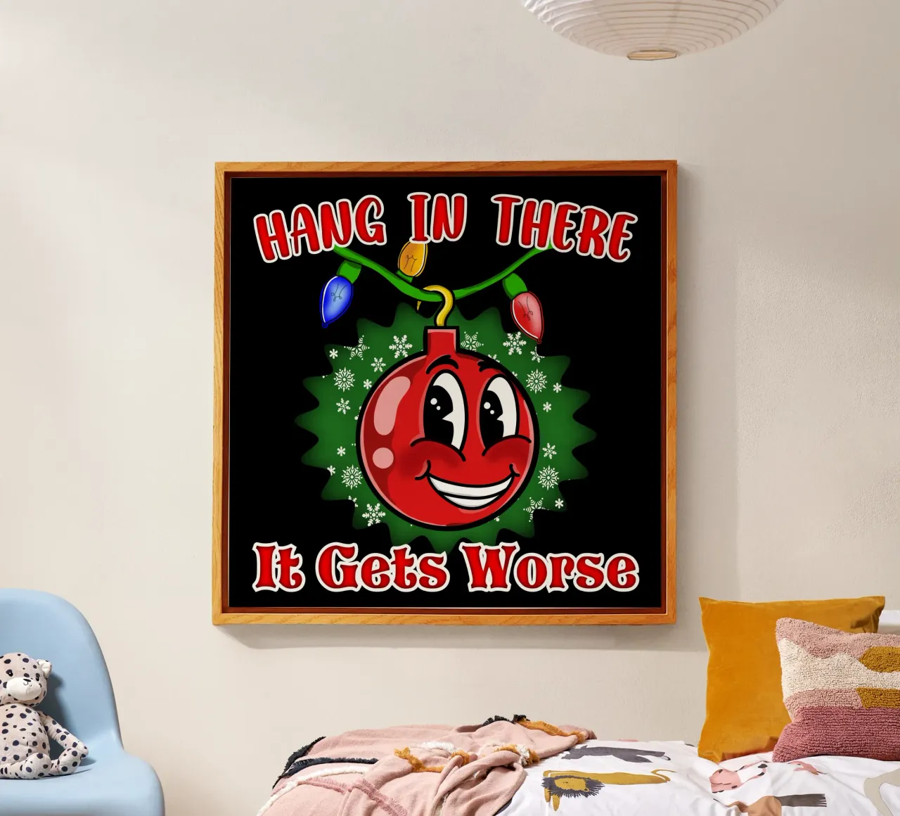Divertente Pallone di Natale Hang in There plexiglass da sillyindustries