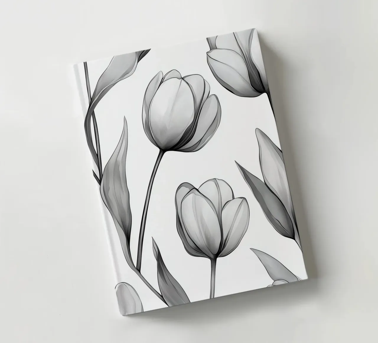 Tulips in black and white notebook by DWA