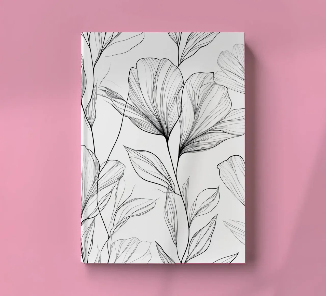 Floral motif in monoline on a white background notebook by DWA