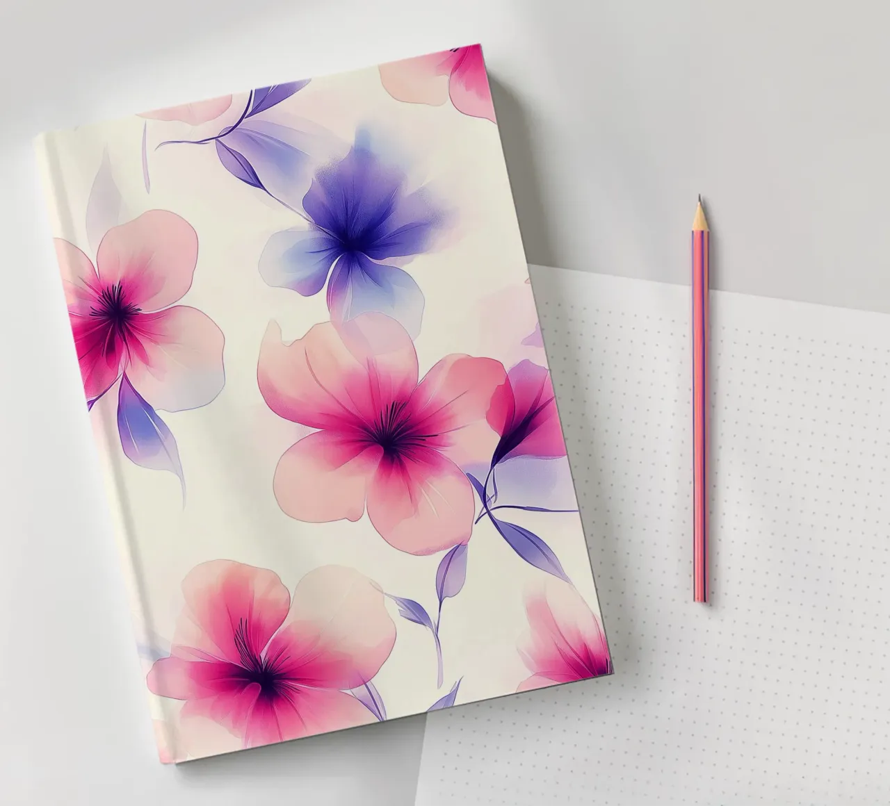 Rosa und violette Blumen im Farbverlauf Notizbuch von DWA