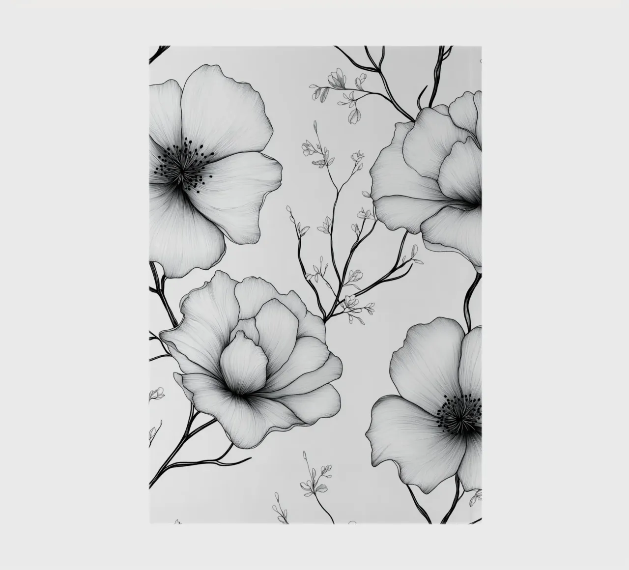 Delicate floral pattern in black and white notebook by DWA