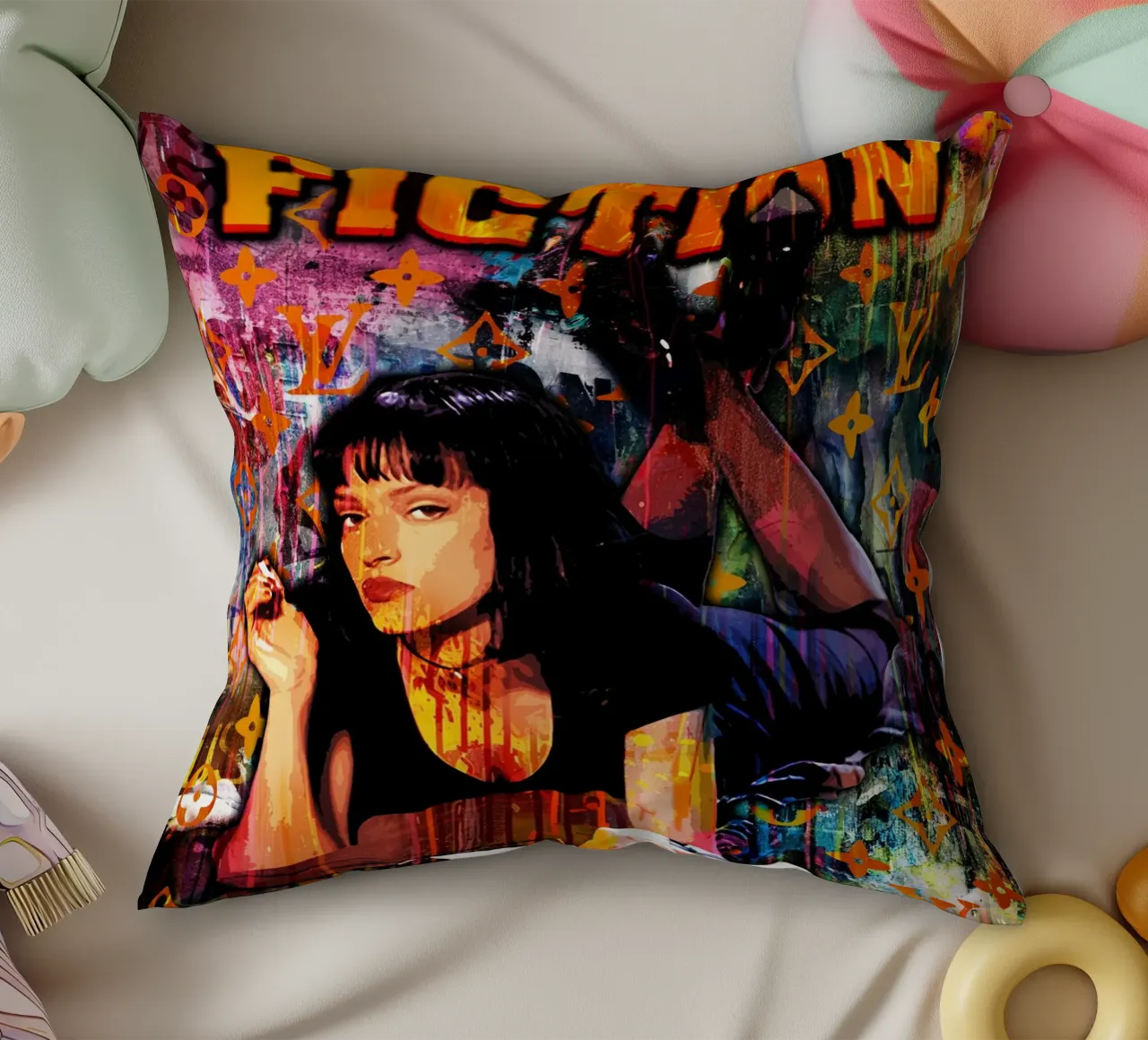 Pop Art Pulp Fiction Movie cuscino da FreeArtStudio