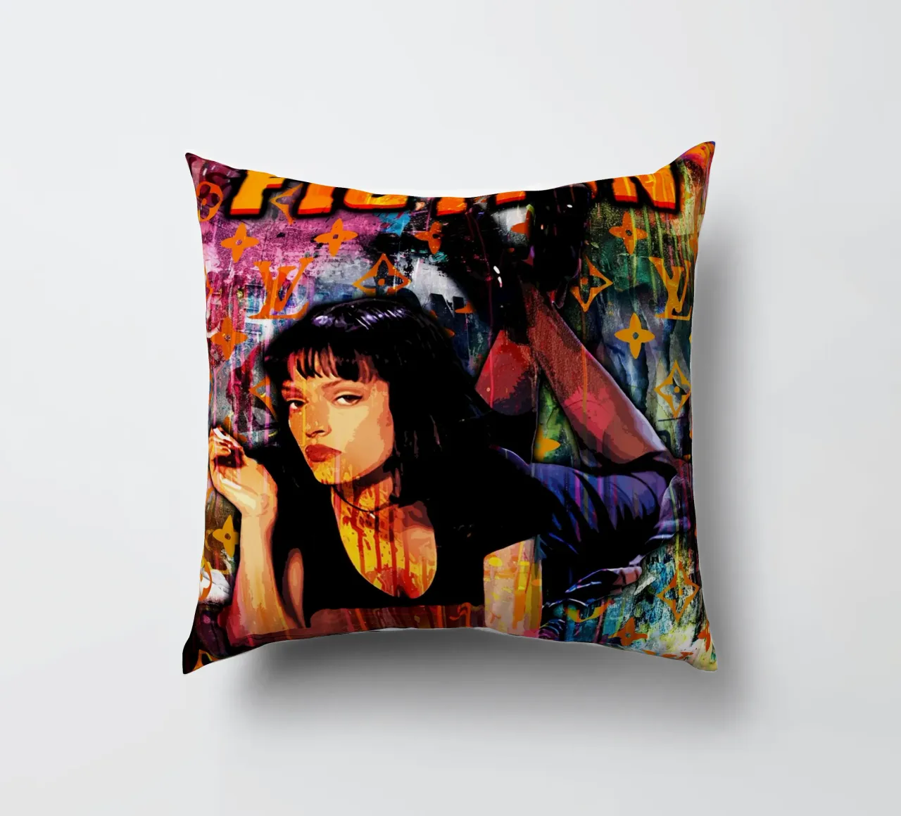 Pop Art Pulp Fiction Movie cuscino da FreeArtStudio