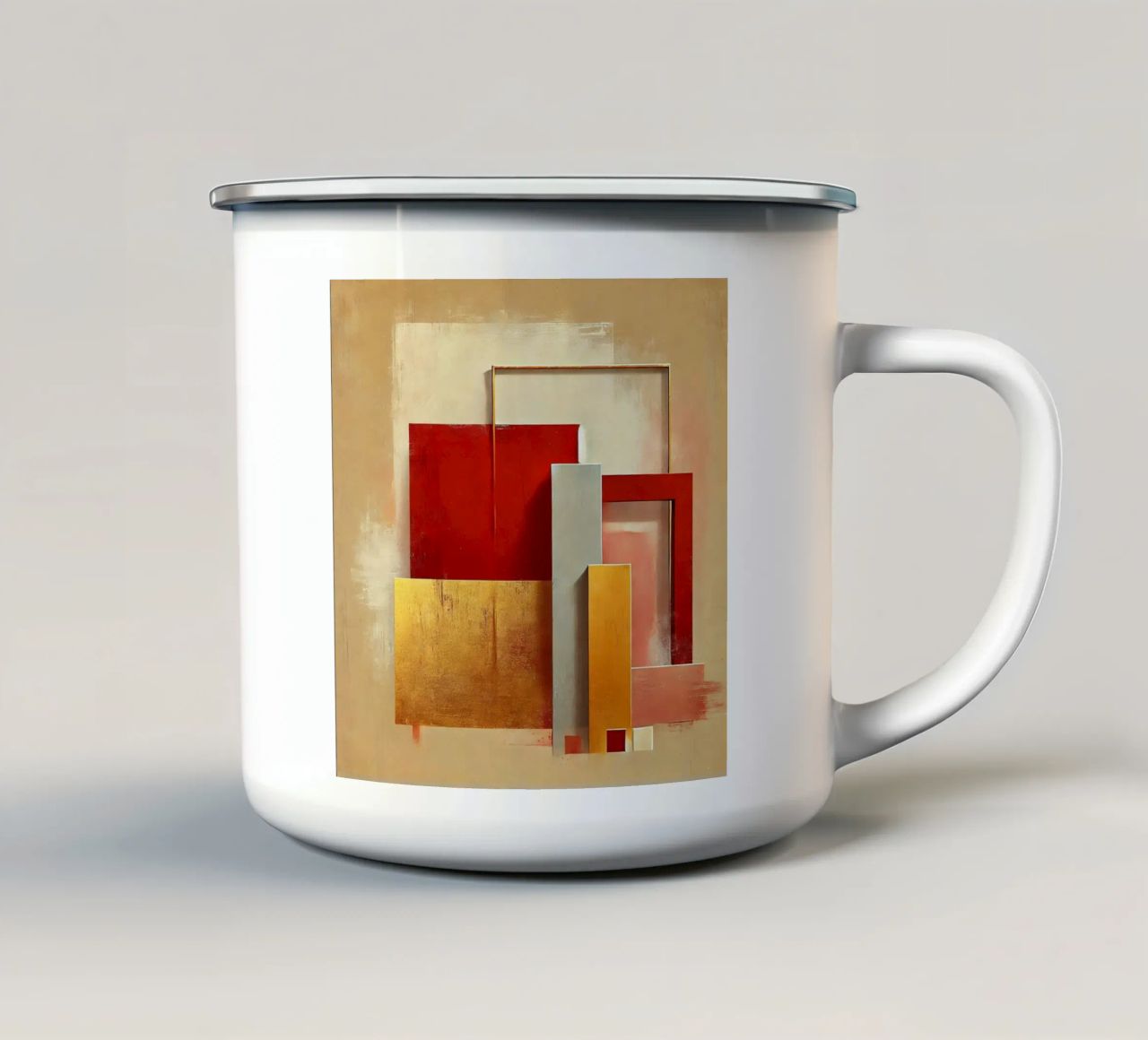Arte moderna oro rosso tazza in smalto da abstrakt