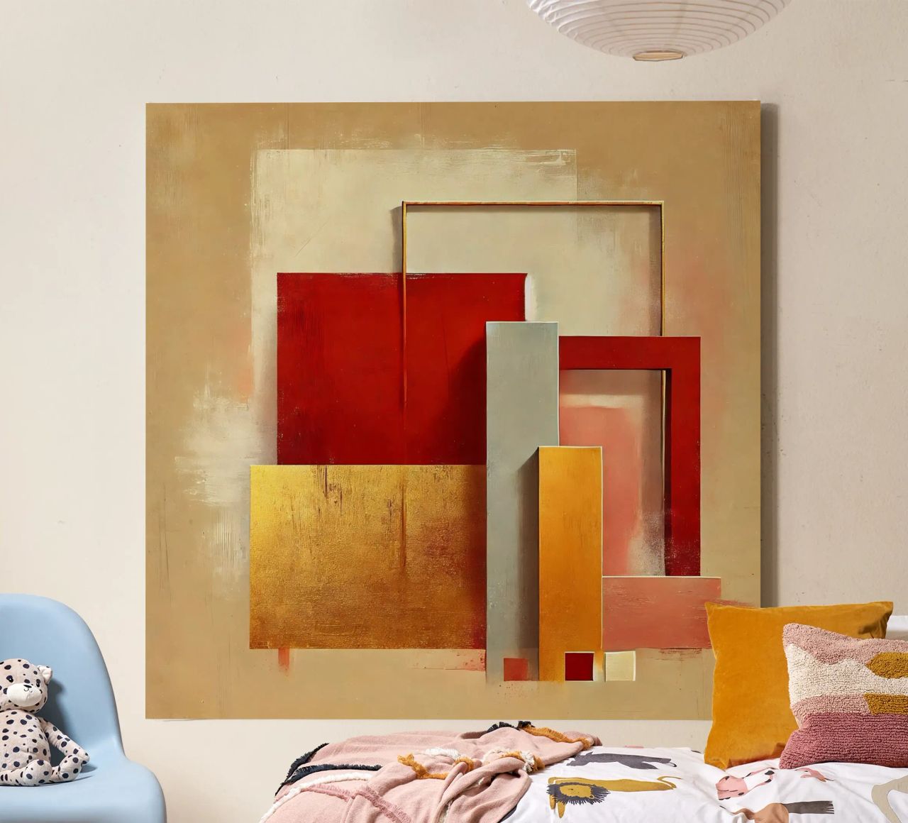 Moderne Kunst Rot Gold Leinwand von abstrakt